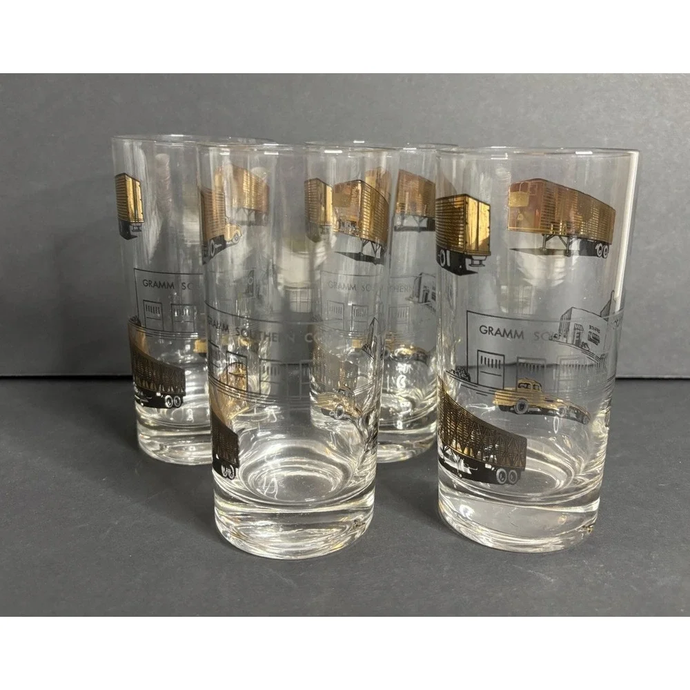 4 Gramm Southern Corporation Highball Drinking Glasses NC Shipping Company *READ